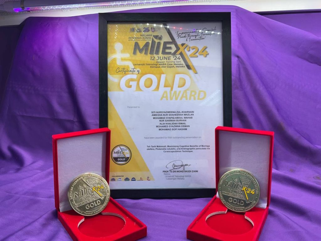 MIIEX’24: framed gold award certificate with two medals