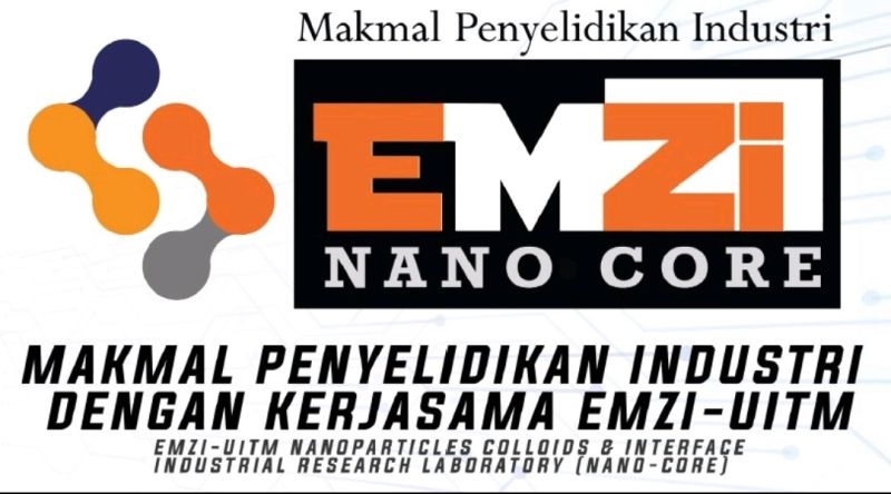 EMZI NANO CORE logo: Makmal Penyelidikan Industri dengan kerjasama EMZI-UiTM, EMZI-UiTM Nanoparticles Colloids & Interface Industrial Research Laboratory (NANO-CORE)