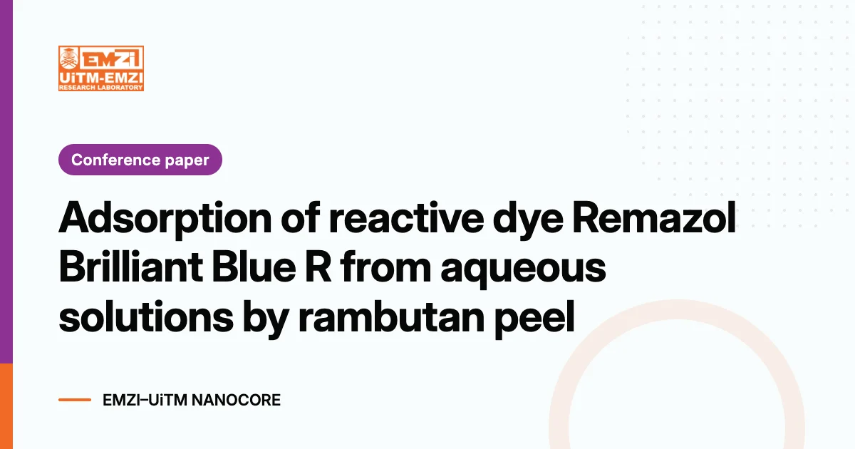 Title graphic: Adsorption of reactive dye Remazol Brilliant Blue R from aqueous solutions by rambutan peel