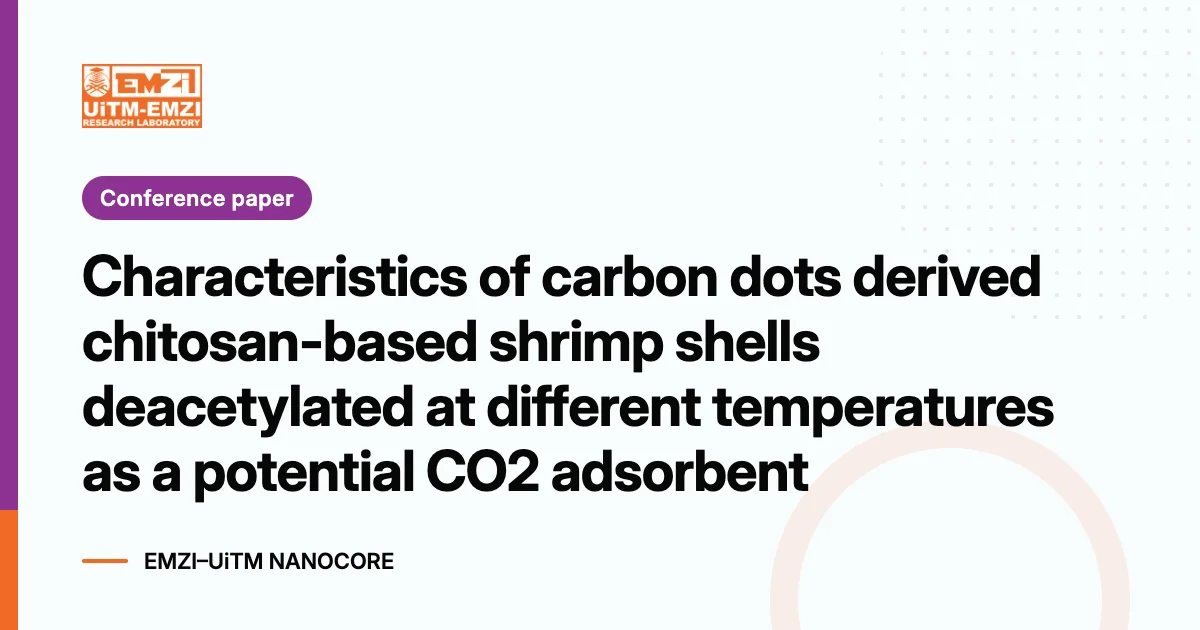 Title graphic: Characteristics of carbon dots derived chitosan-based shrimp shells deacetylated at different temperatures as a potential CO2 adsorbent
