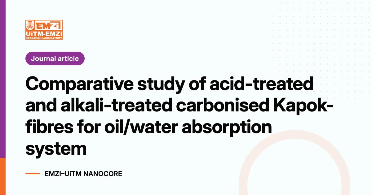 Title graphic: Comparative study of acid-treated and alkali-treated carbonised Kapok-fibres for oil/water absorption system