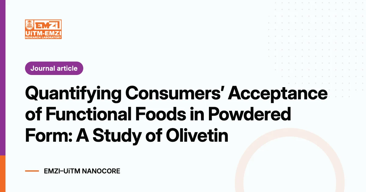 Title graphic: Quantifying Consumers’ Acceptance of Functional Foods in Powdered Form: A Study of Olivetin