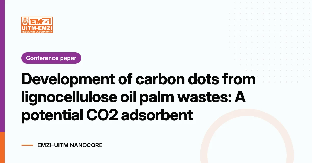 Title graphic: Development of carbon dots from lignocellulose oil palm wastes: A potential CO2 adsorbent
