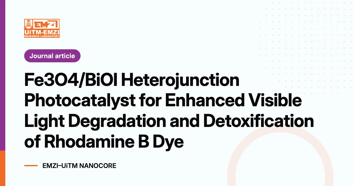 Title graphic: Fe3O4/BiOI Heterojunction Photocatalyst for Enhanced Visible Light Degradation and Detoxification of Rhodamine B Dye