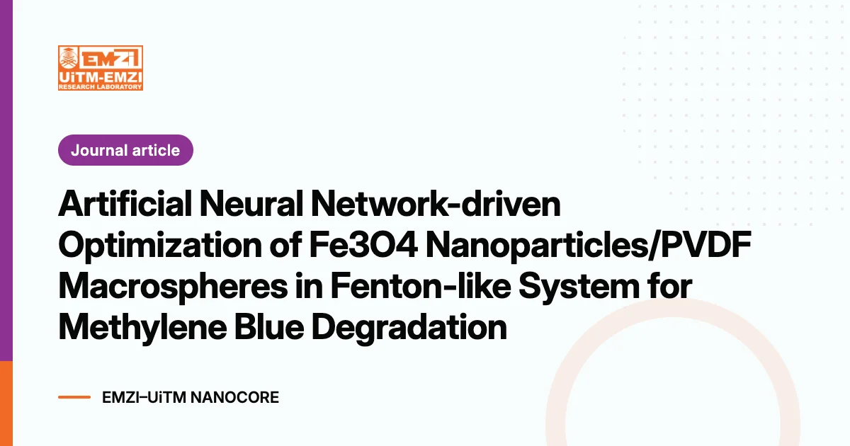 Title graphic: Artificial Neural Network-driven Optimization of Fe3O4 Nanoparticles/PVDF Macrospheres in Fenton-like System for Methylene Blue Degradation