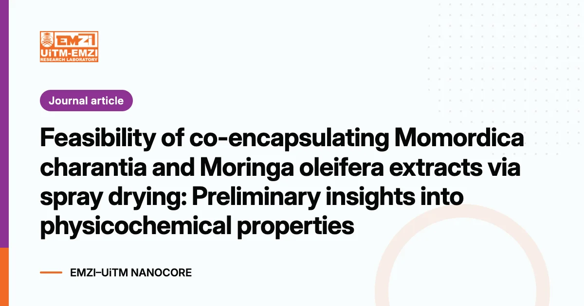 Title graphic: Feasibility of co-encapsulating Momordica charantia and Moringa oleifera extracts via spray drying: Preliminary insights into physicochemical properties