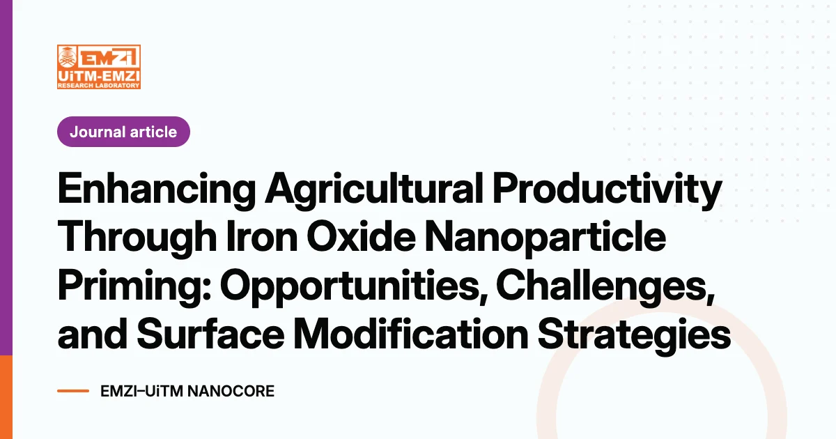 Title graphic: Enhancing Agricultural Productivity Through Iron Oxide Nanoparticle Priming: Opportunities, Challenges, and Surface Modification Strategies