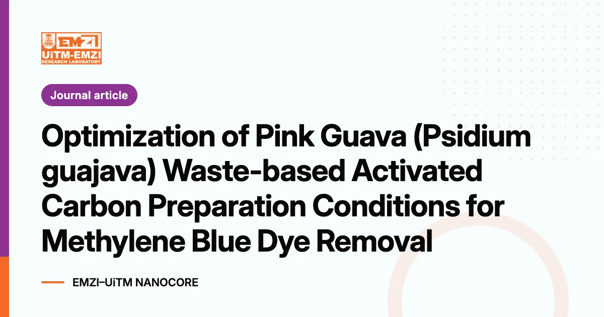 Title graphic: Optimization of Pink Guava (Psidium guajava) Waste-based Activated Carbon Preparation Conditions for Methylene Blue Dye Removal
