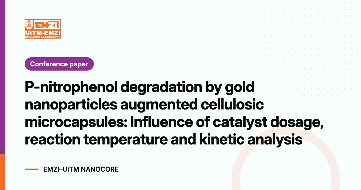Title graphic: P-nitrophenol degradation by gold nanoparticles augmented cellulosic microcapsules: Influence of catalyst dosage, reaction temperature and kinetic analysis