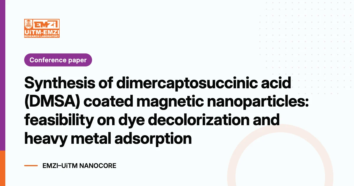 Title graphic: Synthesis of dimercaptosuccinic acid (DMSA) coated magnetic nanoparticles: feasibility on dye decolorization and heavy metal adsorption