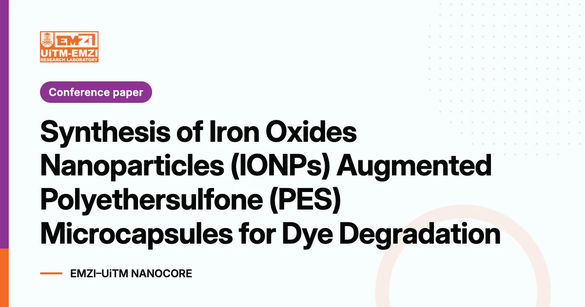 Title graphic: Synthesis of Iron Oxides Nanoparticles (IONPs) Augmented Polyethersulfone (PES) Microcapsules for Dye Degradation