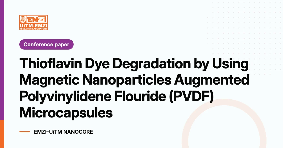 Title graphic: Thioflavin Dye Degradation by Using Magnetic Nanoparticles Augmented Polyvinylidene Flouride (PVDF) Microcapsules